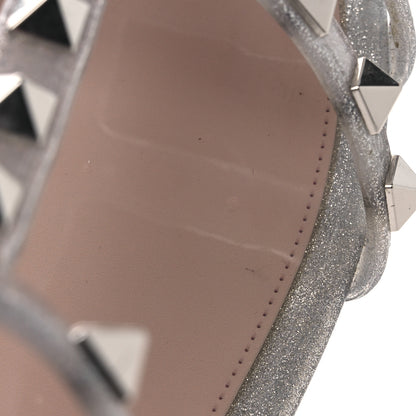 Valentino Garavani PVC Jelly Glitter Rockstud Caged Sandals 38 SIlver 10 of 12