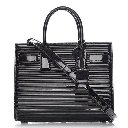 Saint Laurent Ribbed Patent Calfskin Nano Sac De Jour Black 1 of 7