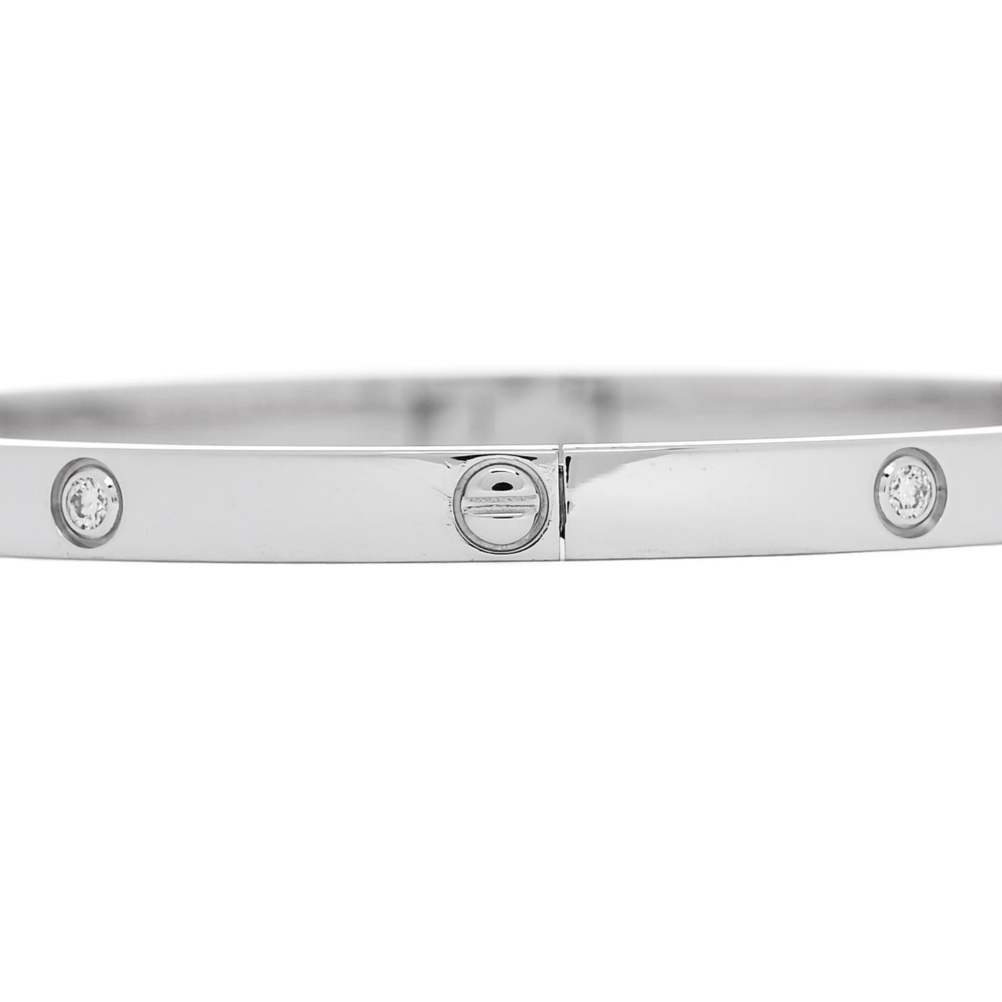 18K White Gold 10 Diamond Small LOVE Bracelet 16