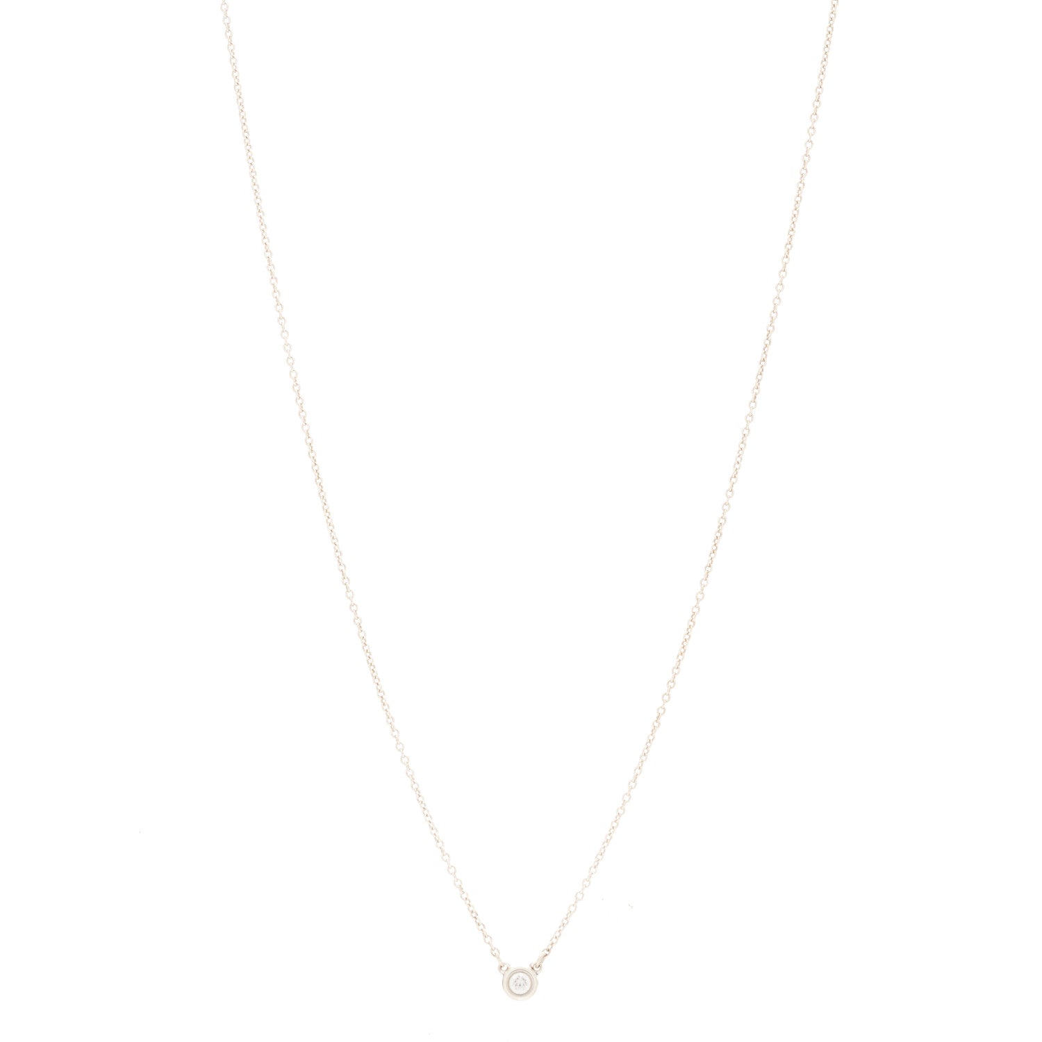 Tiffany Sterling Silver Diamond .07ct Elsa Peretti Diamonds by the Yard Pendant Necklace 1 of 5