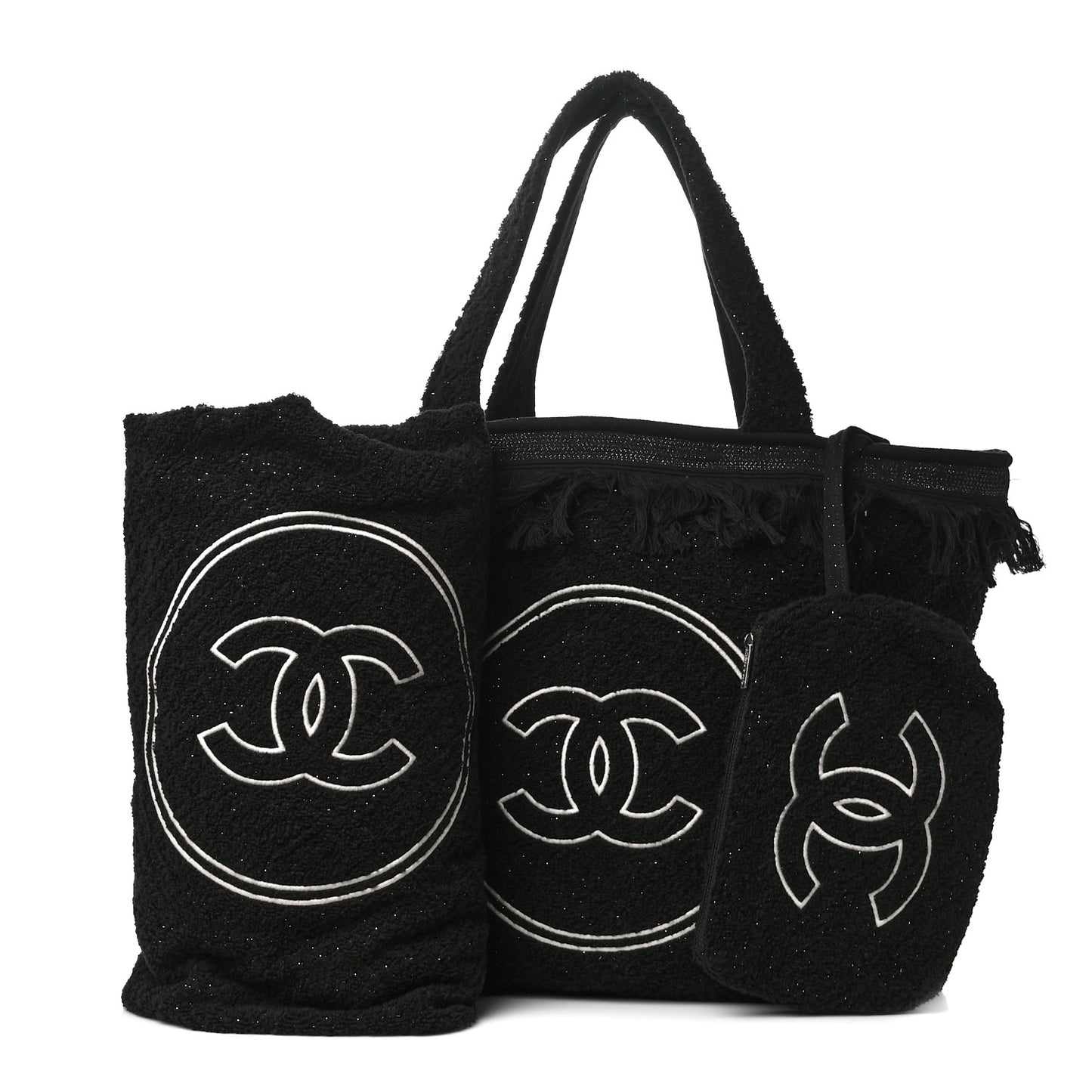Terry Cotton CC Beach Tote Towel Set Black