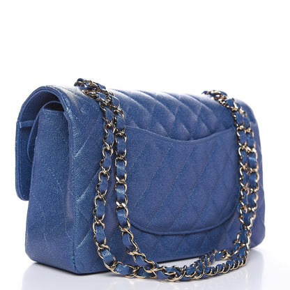 Chanel Iridescent Caviar Quilted Medium Double Flap Dark Blue 3 of 13