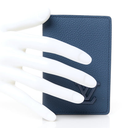 Louis Vuitton Grained Calfskin Aerogram Pocket Organizer Marine 2 of 5