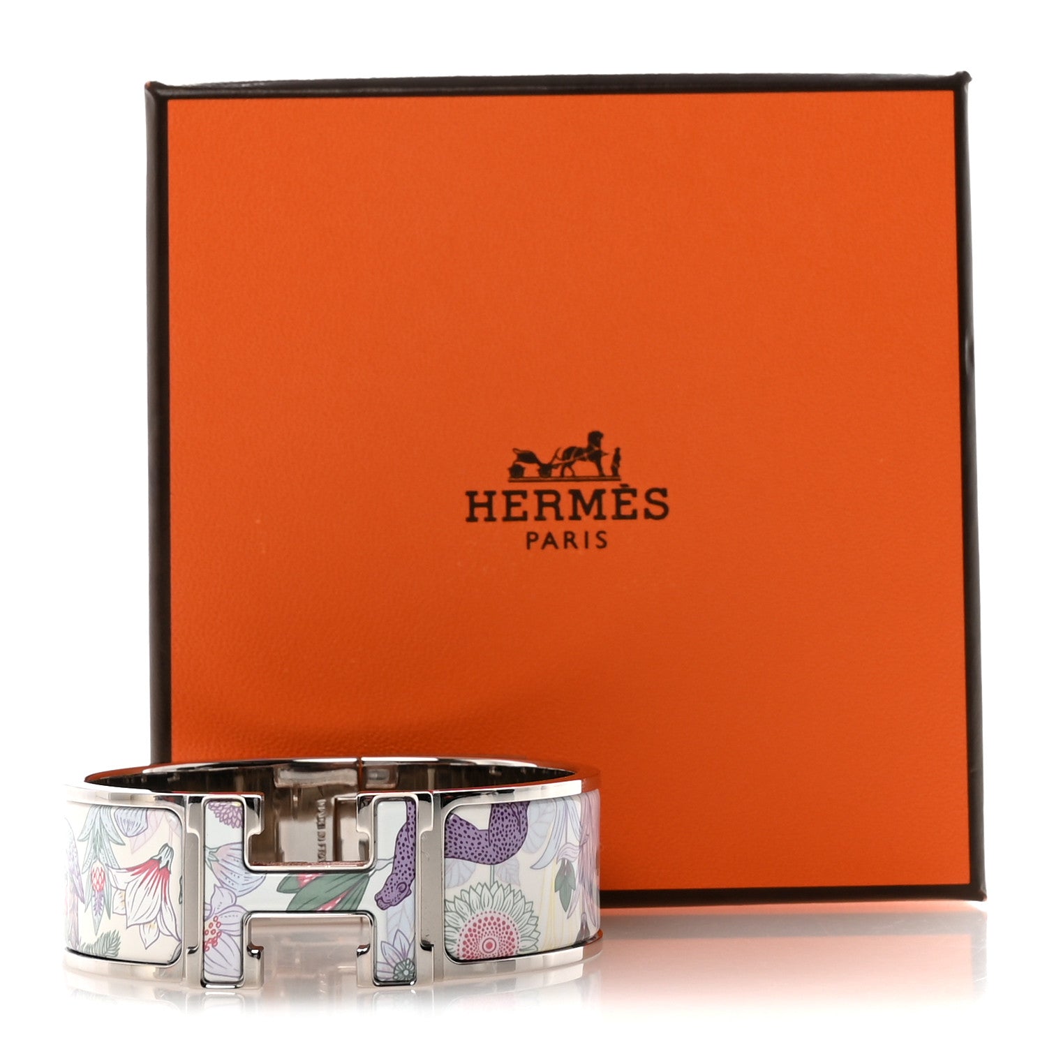 Hermes Enamel Printed Wide Precious Paradise Clic Clac H Bracelet PM Jasmin 5 of 5