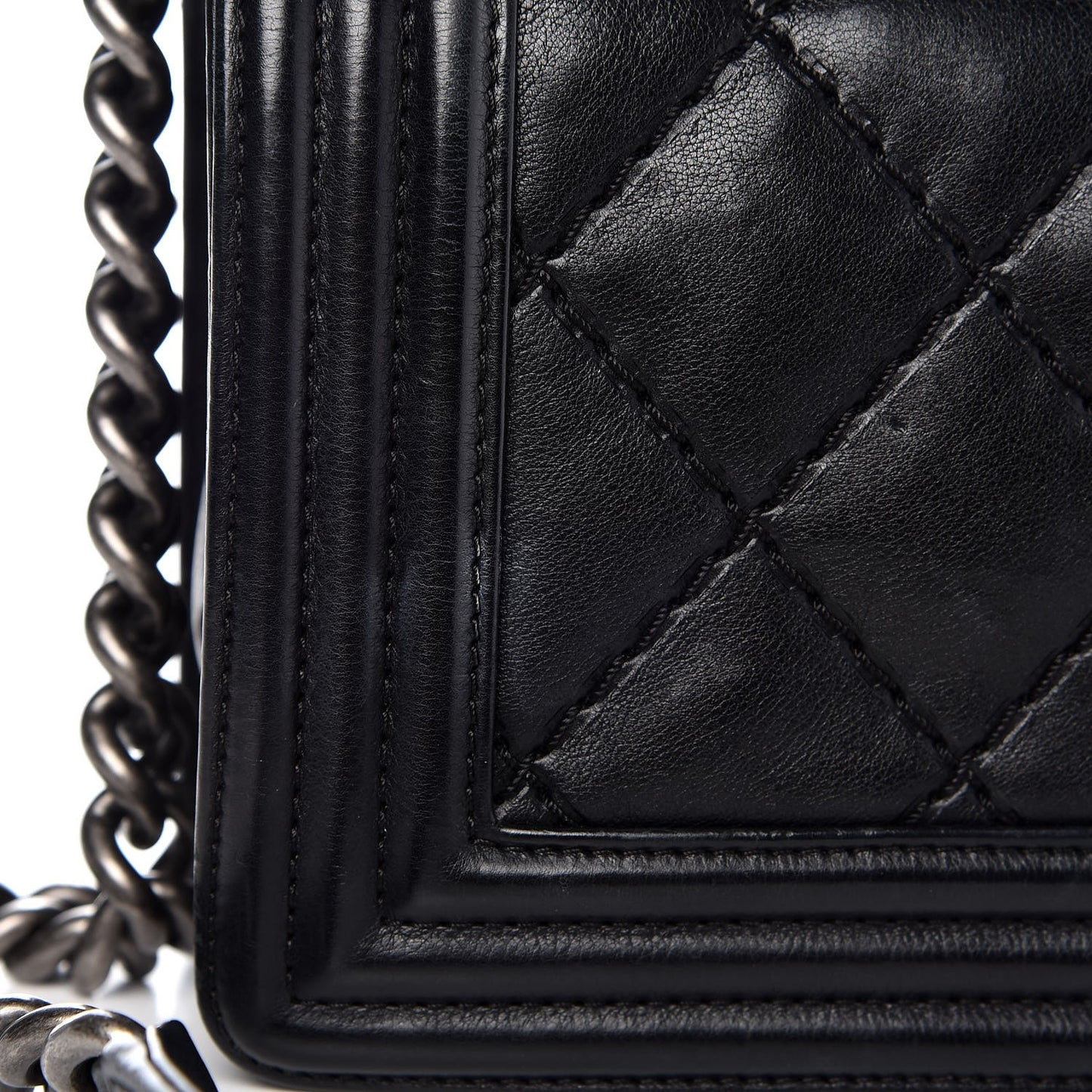 Calfskin Double Stitch Medium Boy Flap Black