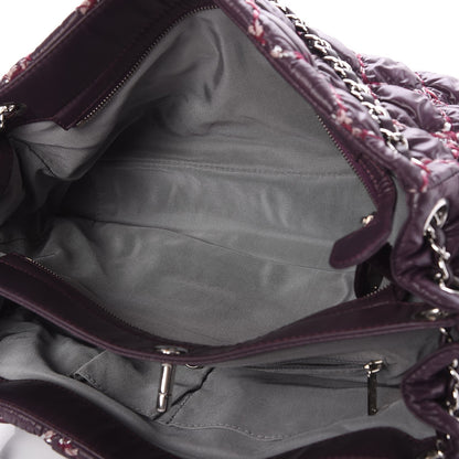 Chanel Nylon Quilted Tweed Stitch Bubble Tote Plum 5 of 7