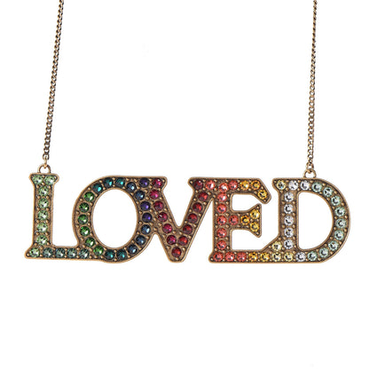Gucci Metal Crystal Loved Short Necklace Aged Gold 4 of 7