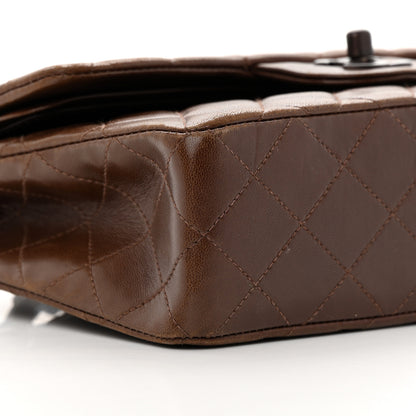 Chanel Lambskin Quilted Small Double Flap Dark Brown 10 of 18