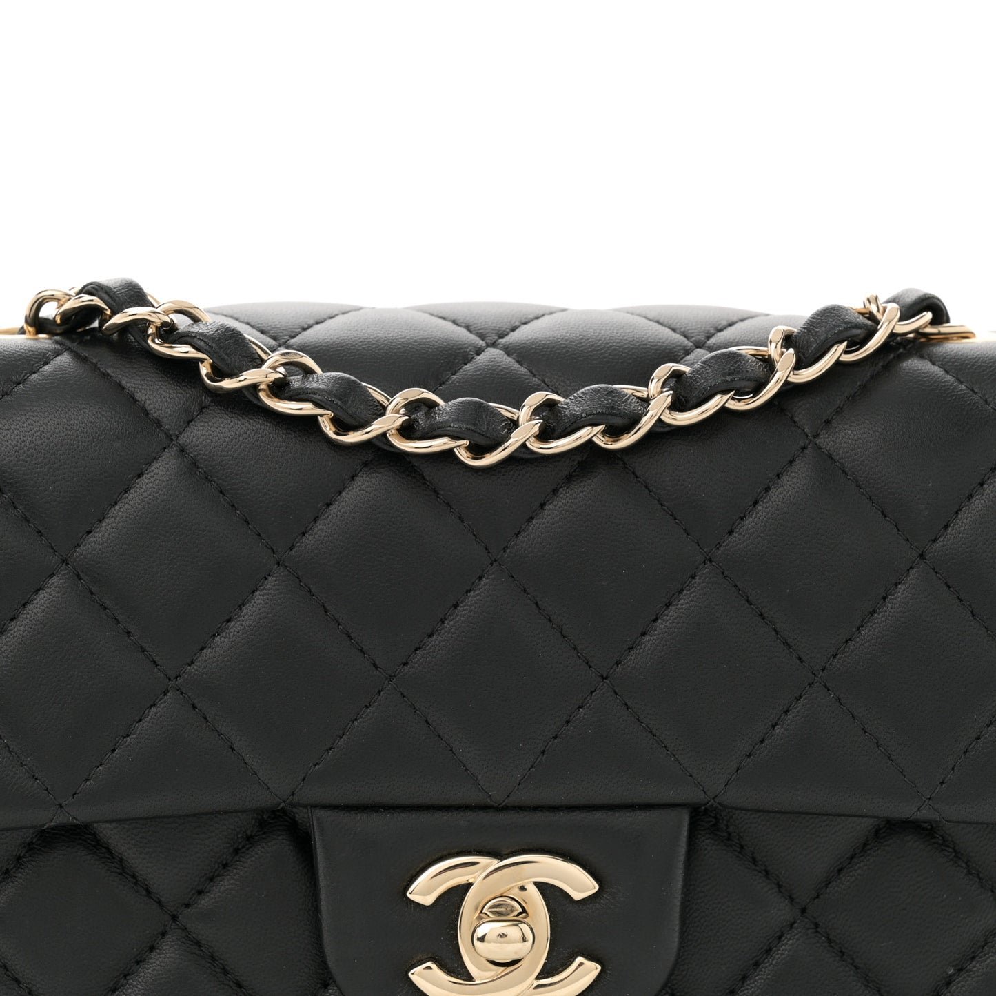 Lambskin Quilted Mini Rectangular Flap Black