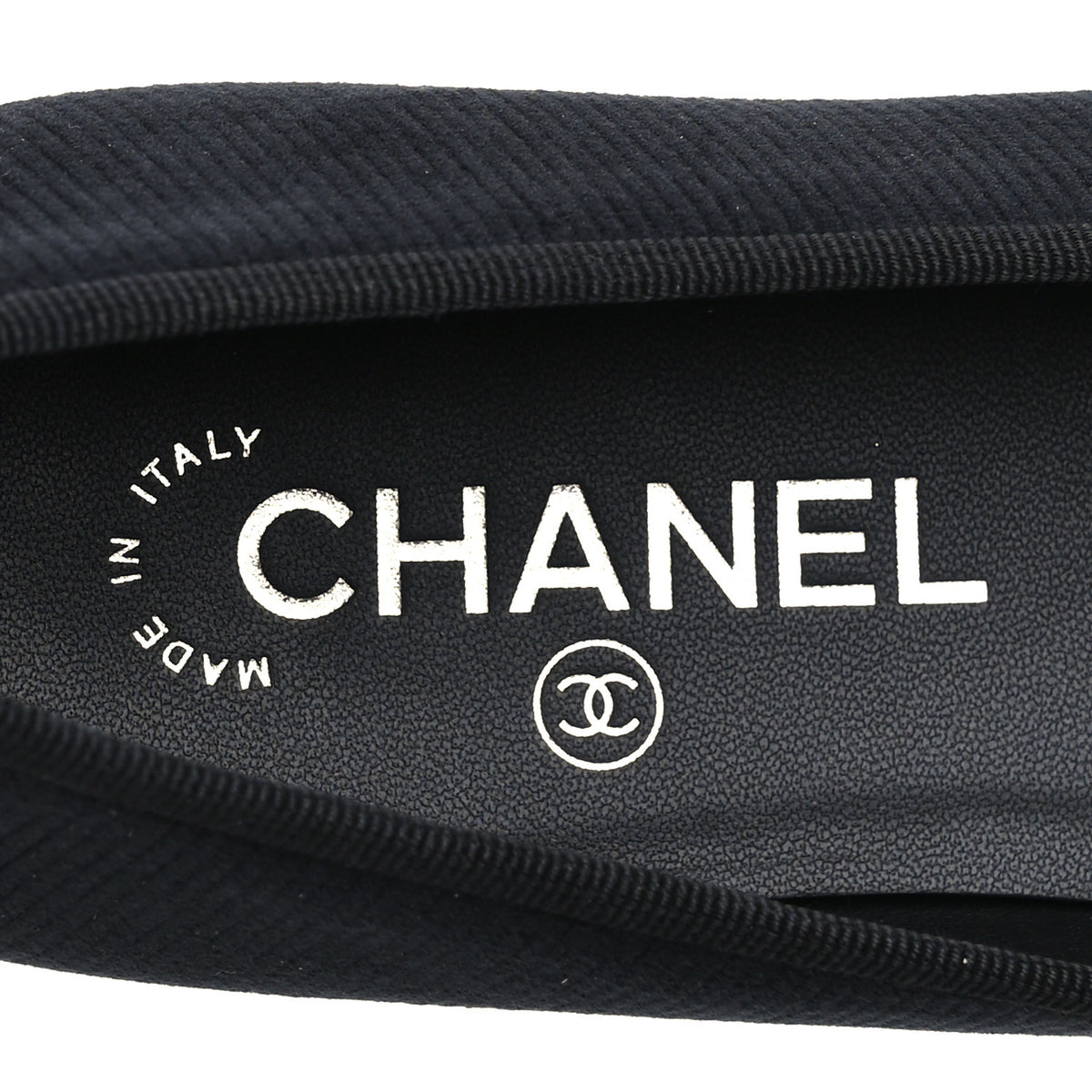 Corduroy Grosgrain CC Cap Toe Ballerina Flats 39.5 Black