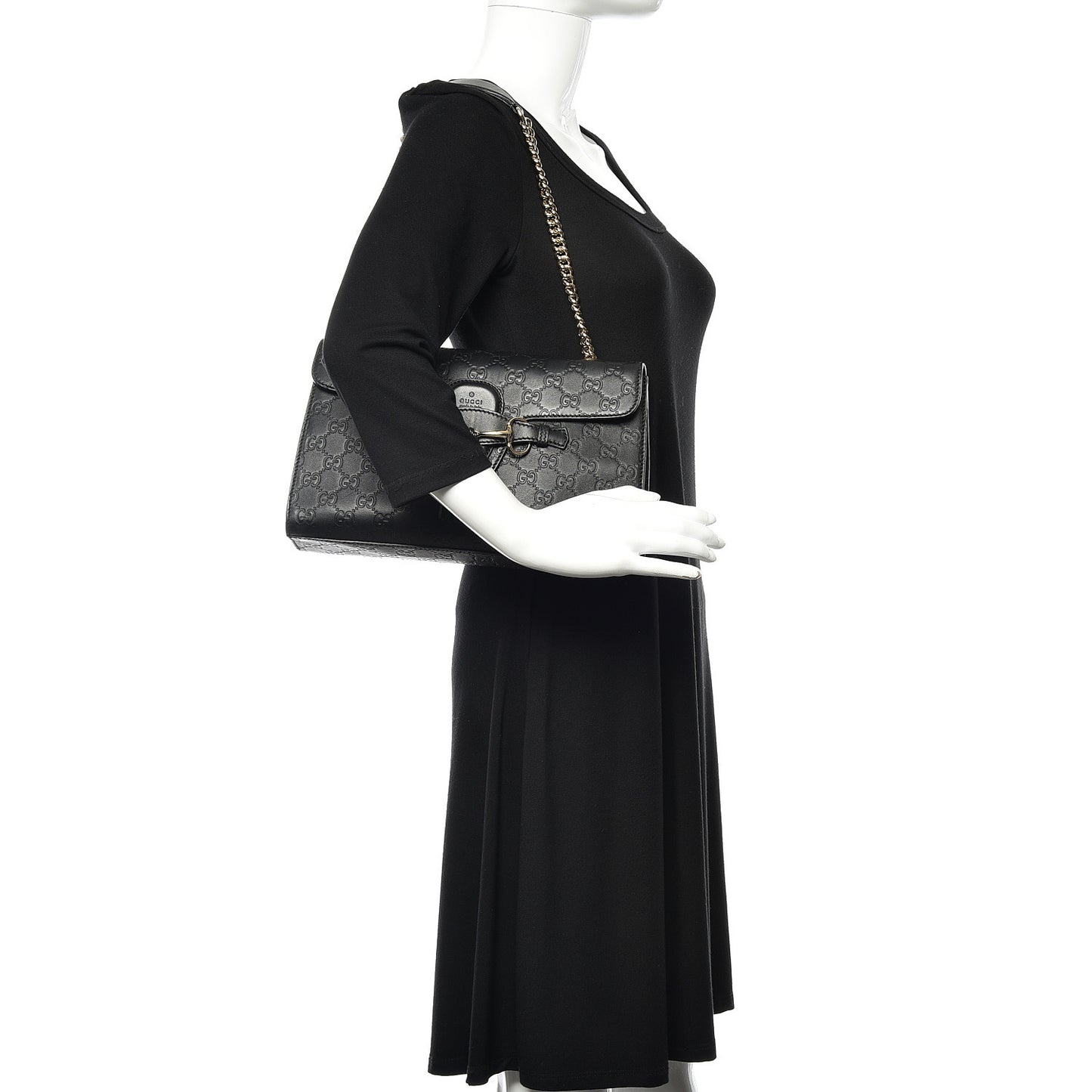 Guccissima Medium Emily Chain Shoulder Bag Black