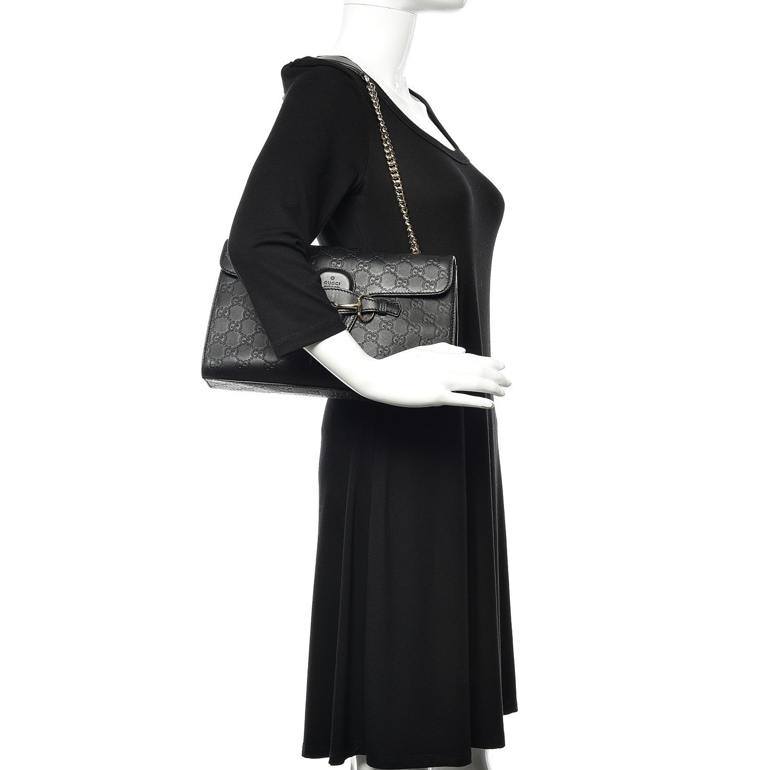 Gucci Guccissima Medium Emily Chain Shoulder Bag Black 2 of 11