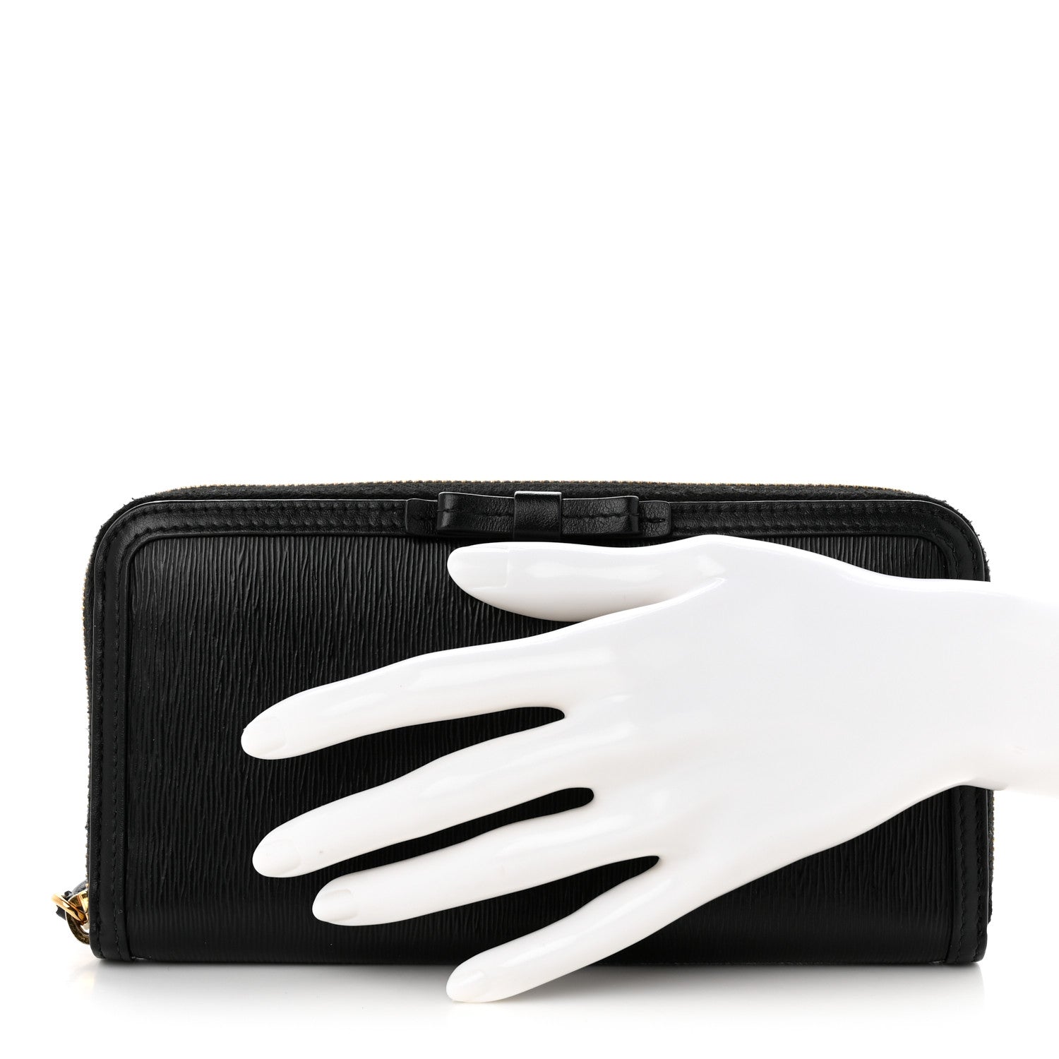 Prada Vitello Move Bow Zip Around Wallet Black 2 of 10