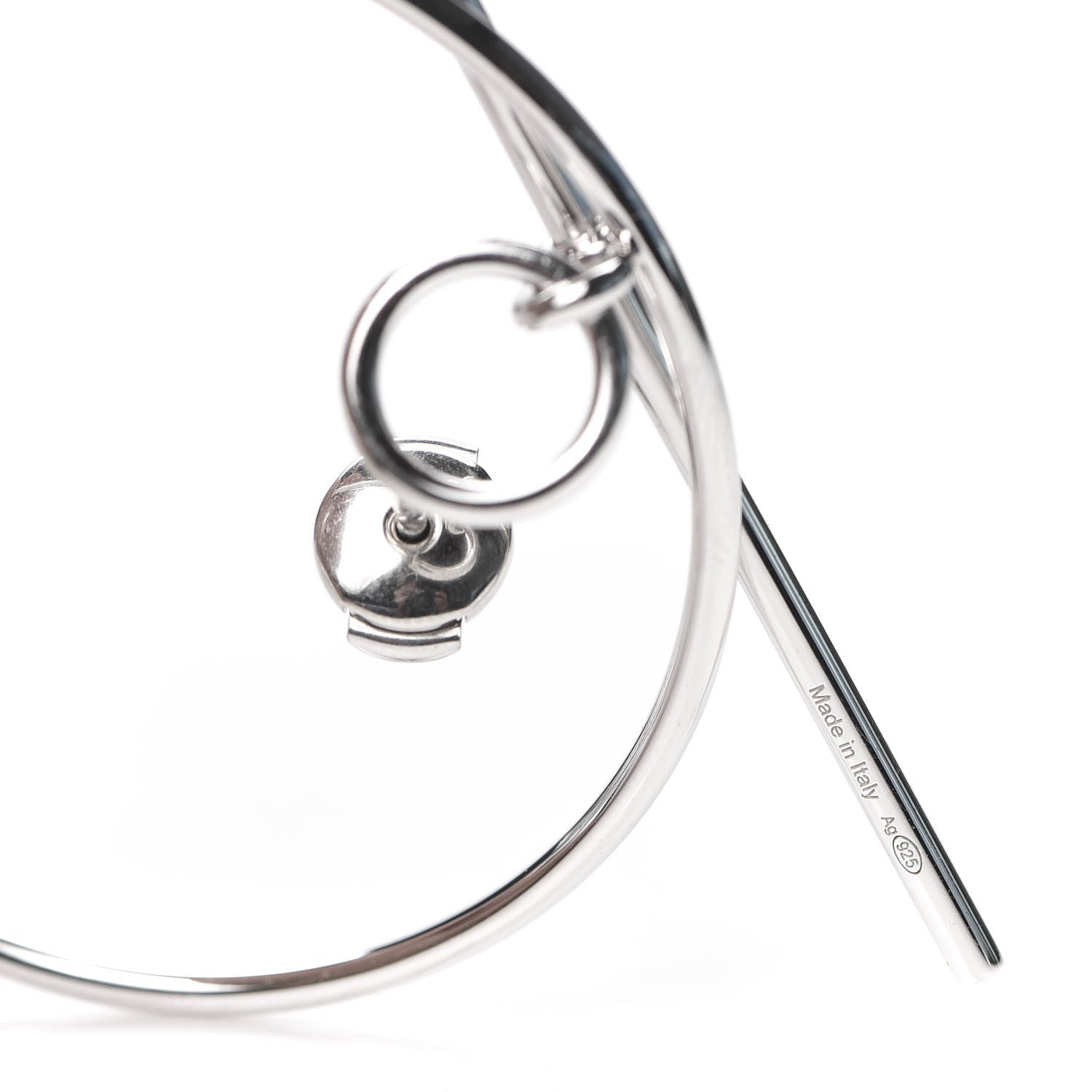 Hermes Sterling Silver MM Loop Earrings 5 of 6
