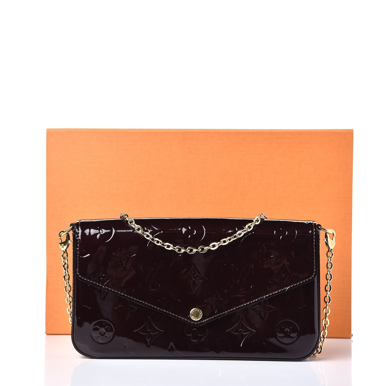 Louis Vuitton Vernis Pochette Felicie Chain Wallet Amarante 10 of 10
