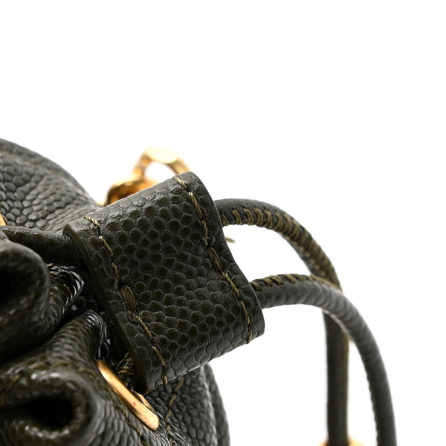 Caviar Quilted Coco First Bucket Clutch With Chain Khaki