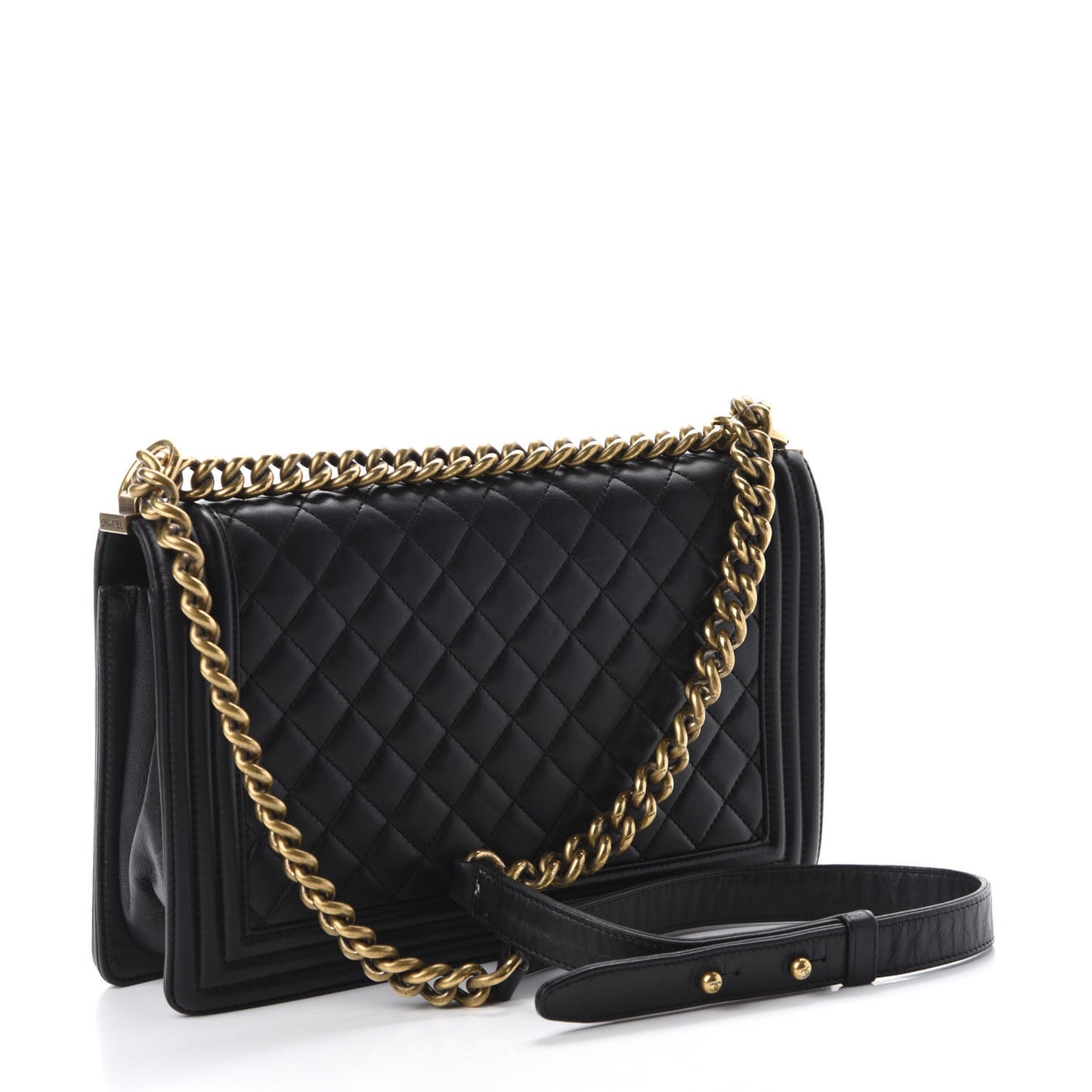 Lambskin Quilted New Medium Boy Flap Black