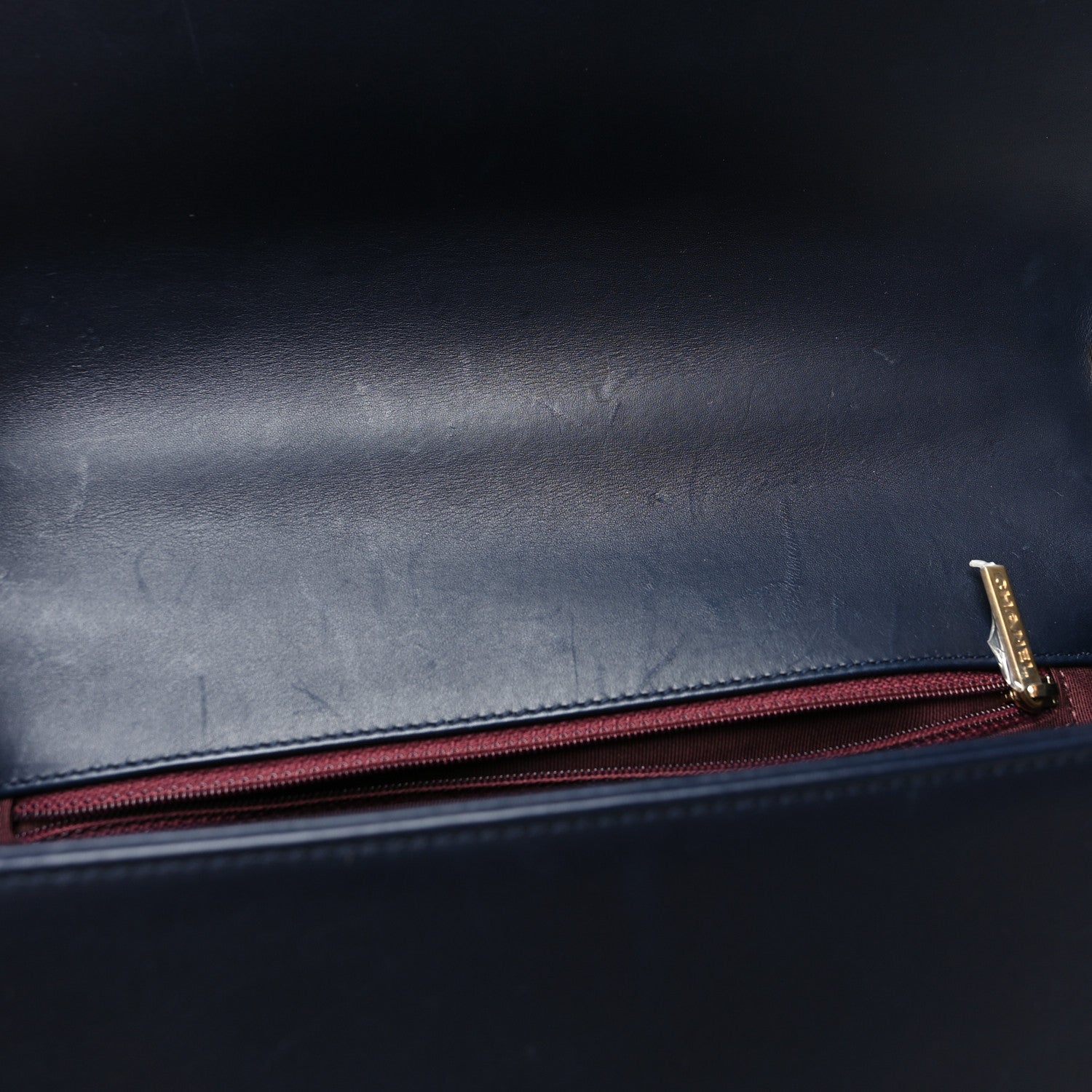 Chanel Calfskin Caviar Suede Chevron New Medium Boy Flap Navy 11 of 11