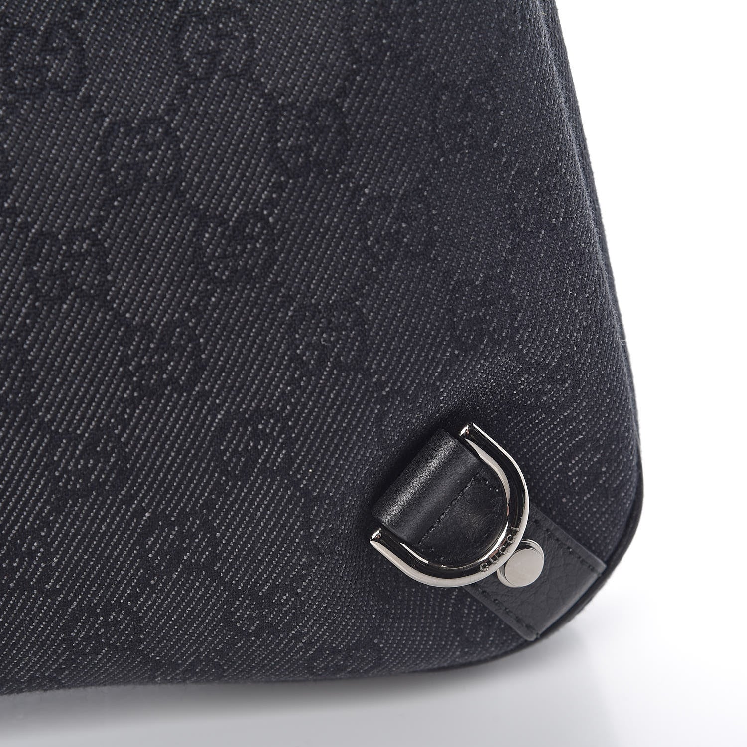 Gucci Denim Monogram Abbey D Ring Hobo Black 11 of 15