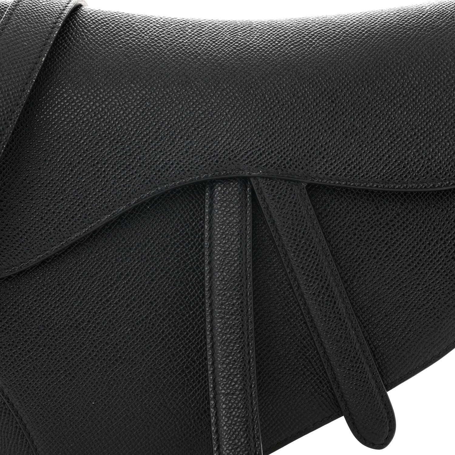 Christian Dior Grained Calfskin Saddle Bag With Strap Black 8 of 12