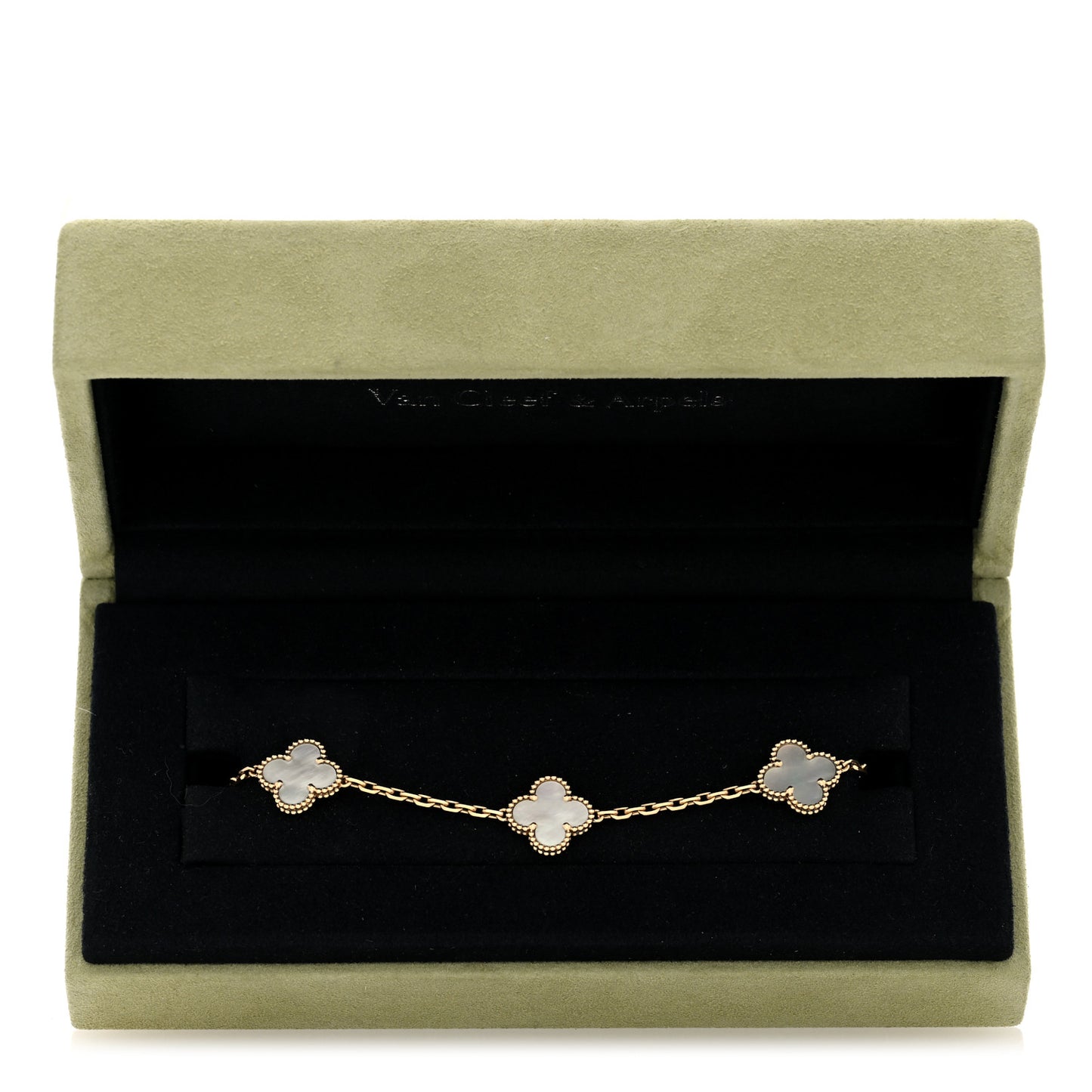 18K Yellow Gold Mother of Pearl 5 Motifs Vintage Alhambra Bracelet