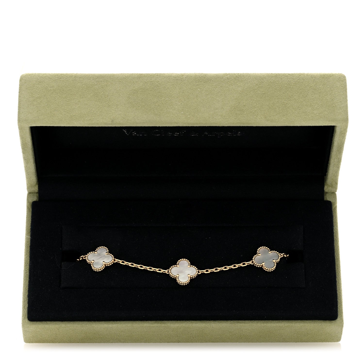 Van Cleef & Arpels 18K Yellow Gold Mother of Pearl 5 Motifs Vintage Alhambra Bracelet 5 of 5