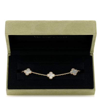 Van Cleef & Arpels 18K Yellow Gold Mother of Pearl 5 Motifs Vintage Alhambra Bracelet 5 of 5