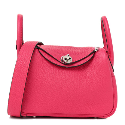 Hermes Taurillon Clemence Mini Lindy 20 Framboise 1 of 10