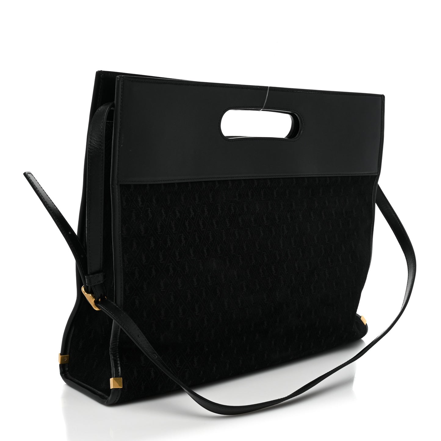 Suede All-Over Monogram Convertible Tote Black