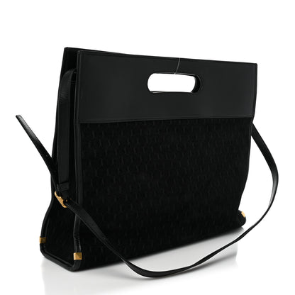 Saint Laurent Suede All-Over Monogram Convertible Tote Black 4 of 15