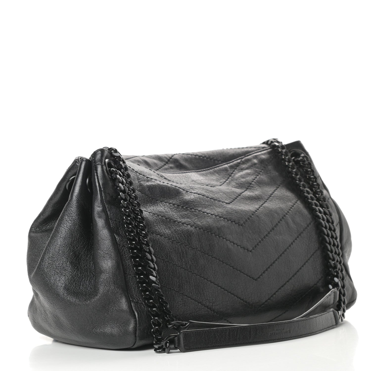 Saint Laurent Lambskin Chevron Monogram Medium Nolita Black 3 of 11