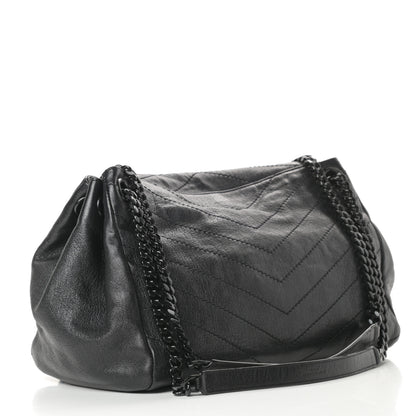 Saint Laurent Lambskin Chevron Monogram Medium Nolita Black 3 of 11