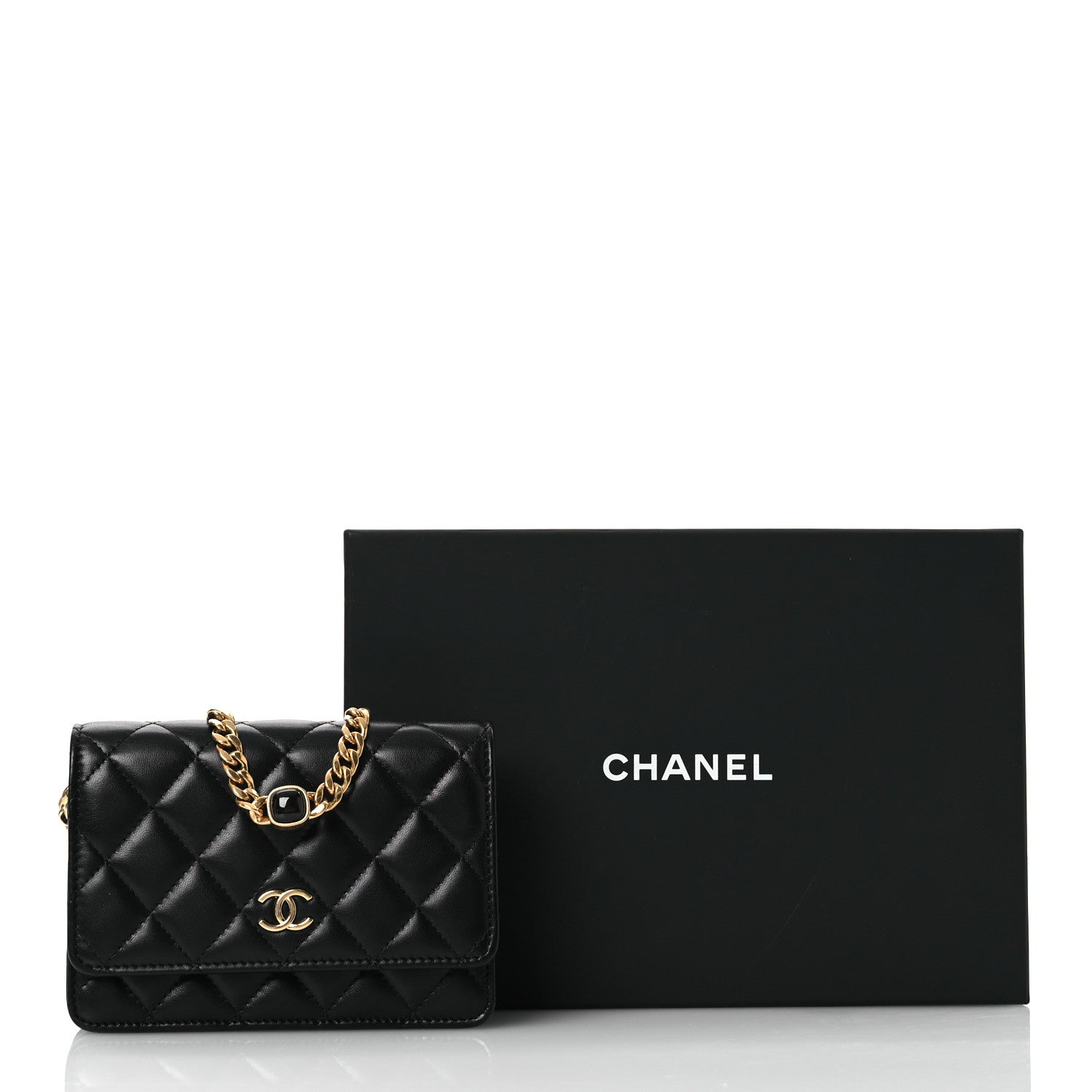 Chanel Lambskin Quilted CC Pearl Enamel Clutch on Chain WOC Black 13 of 13