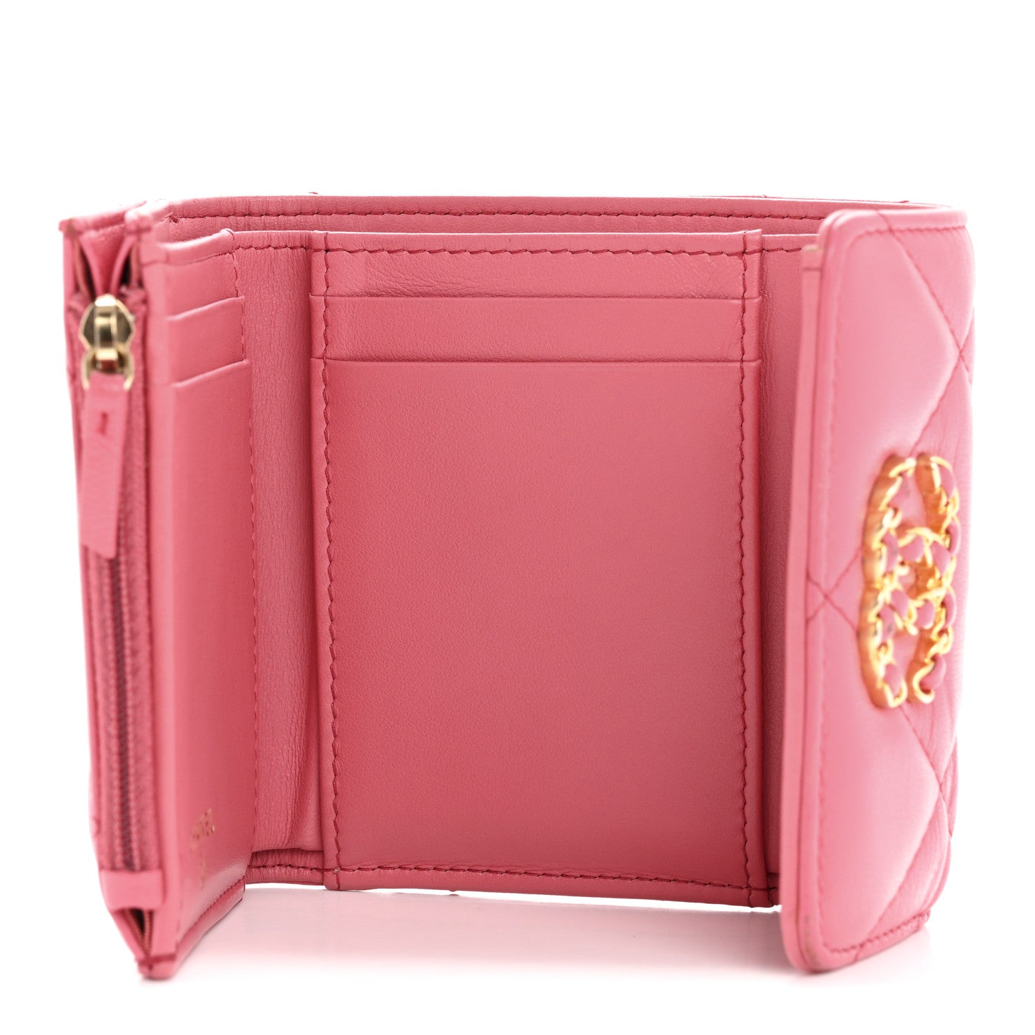 Chanel Lambskin Quilted Chanel 19 Small Flap Wallet Pink 5 of 12