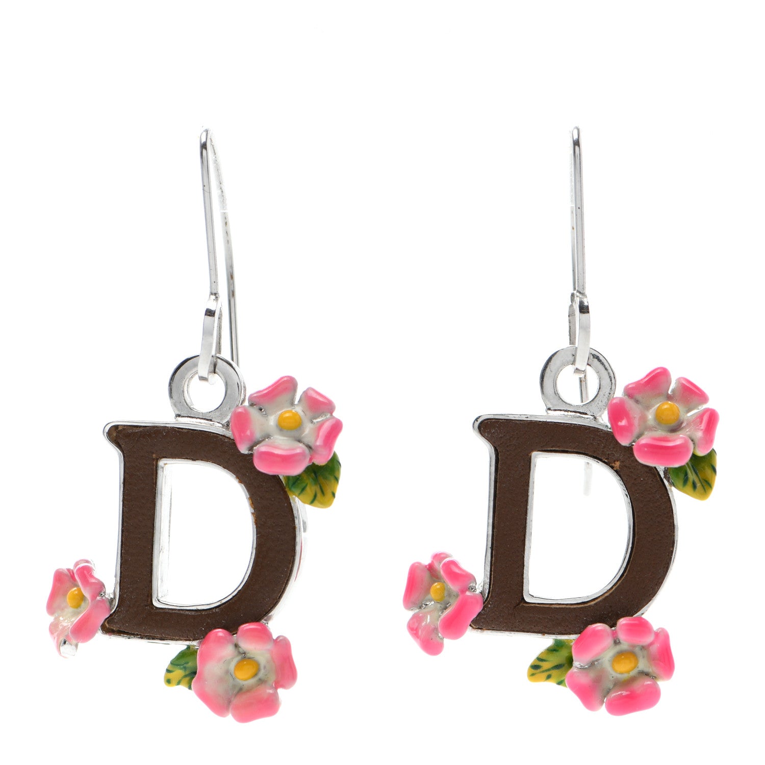 Christian Dior D Flower Earrings Silver 1 of 4