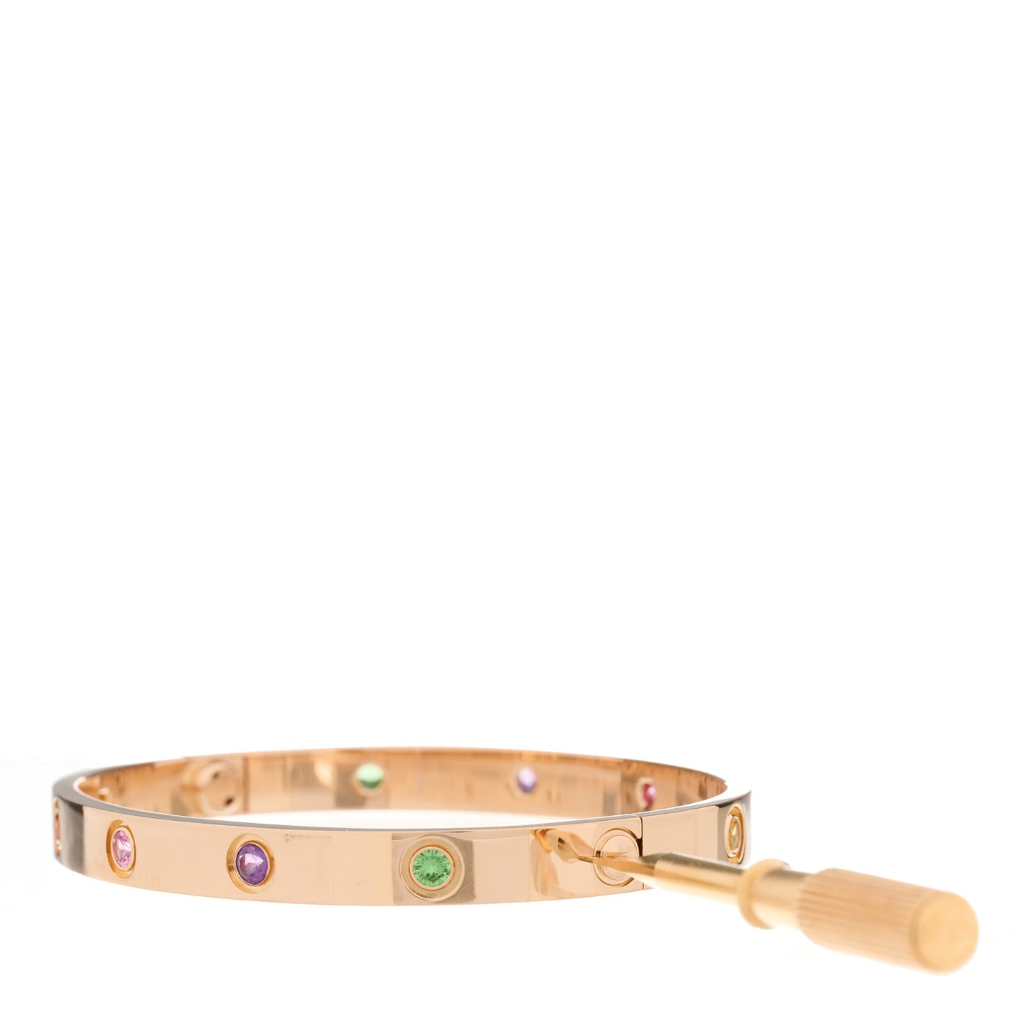 18K Pink Gold Sapphire Garnet Amethyst LOVE Bracelet 17