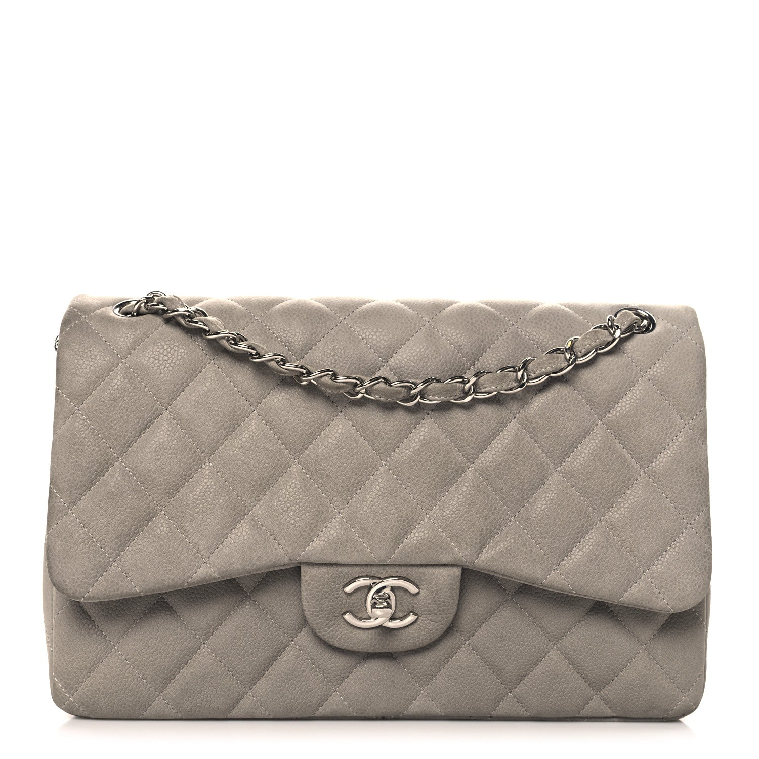 Chanel Iridescent Caviar Quilted Jumbo Double Flap Grey 1 of 10