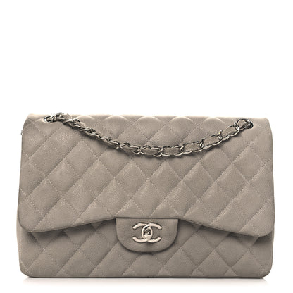 Chanel Iridescent Caviar Quilted Jumbo Double Flap Grey 1 of 10