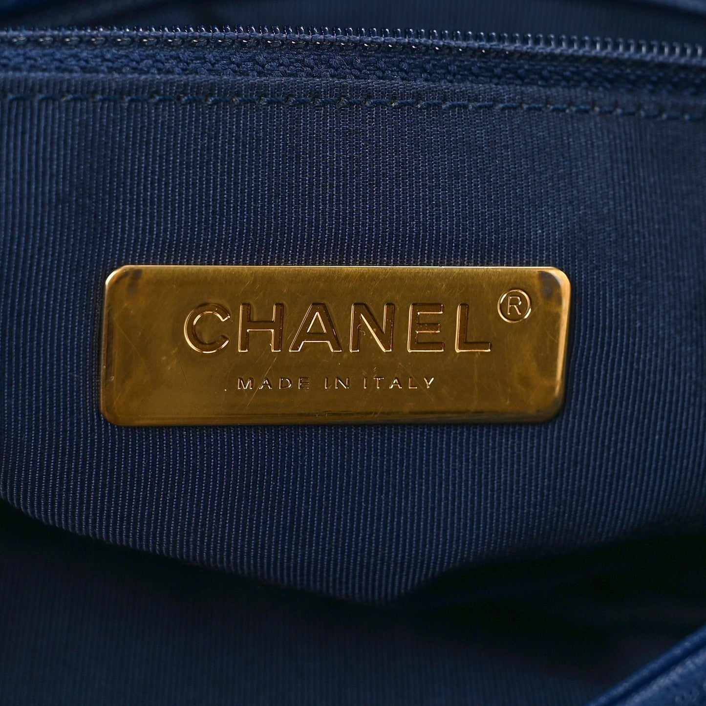 Goatskin Quilted Large Chanel 19 Flap Navy Blue