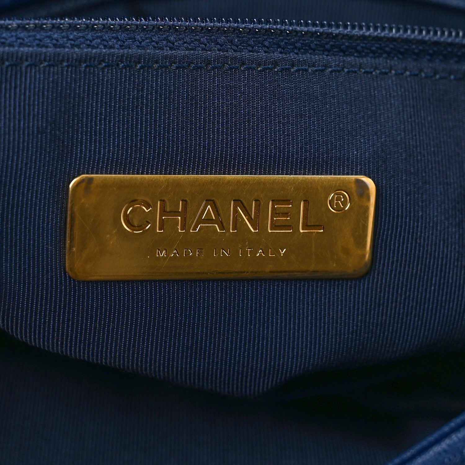 Chanel Goatskin Quilted Large Chanel 19 Flap Navy Blue 6 of 9