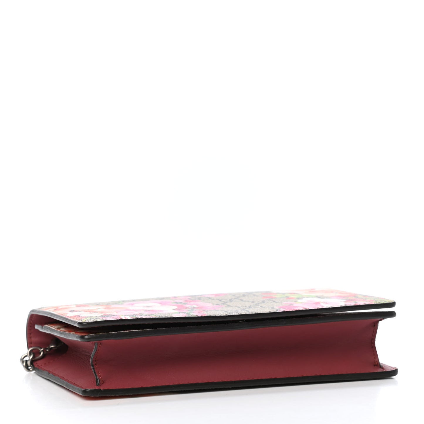 GG Supreme Monogram Blooms Chain Wallet Beige Multicolor Dry Rose