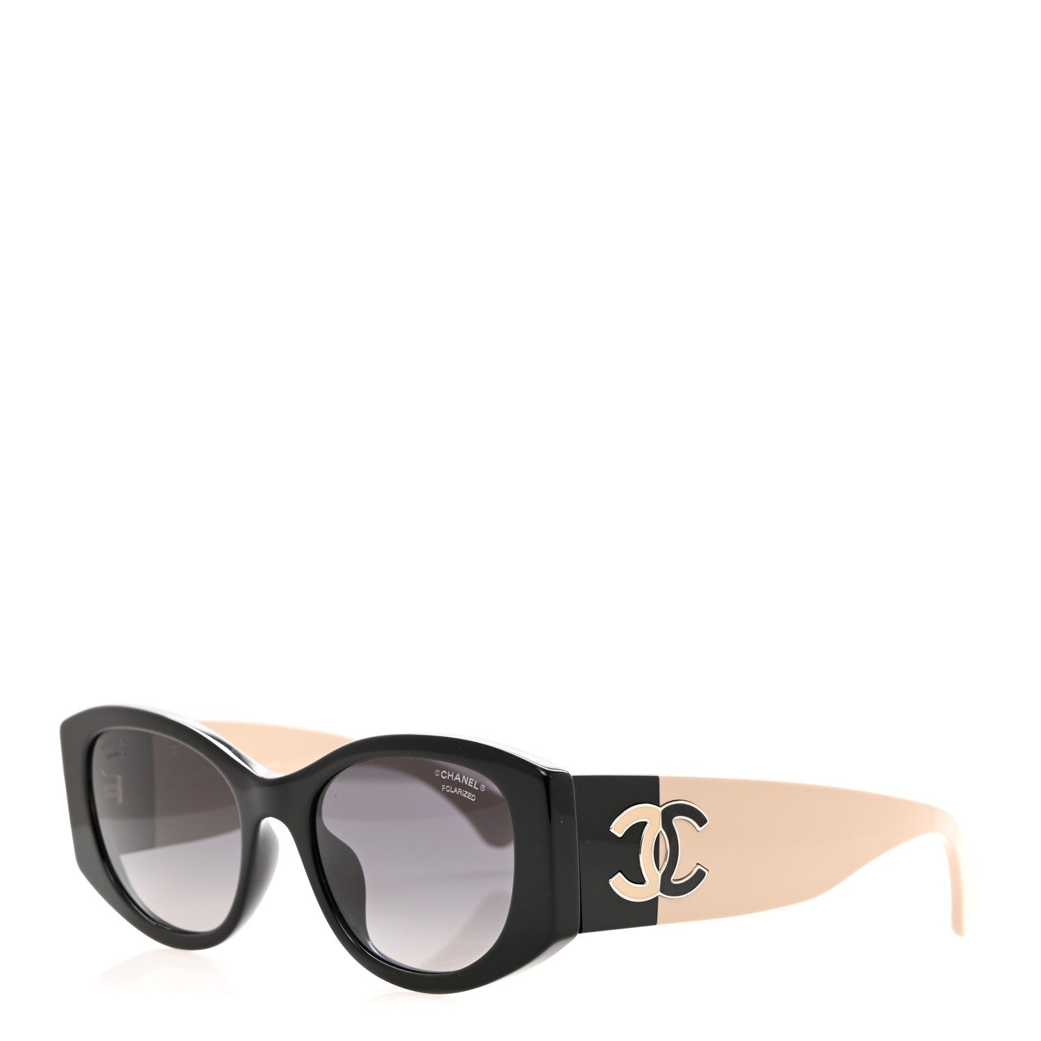 Chanel Acetate Oval Sunglasses 5524-A Black Beige 1 of 8
