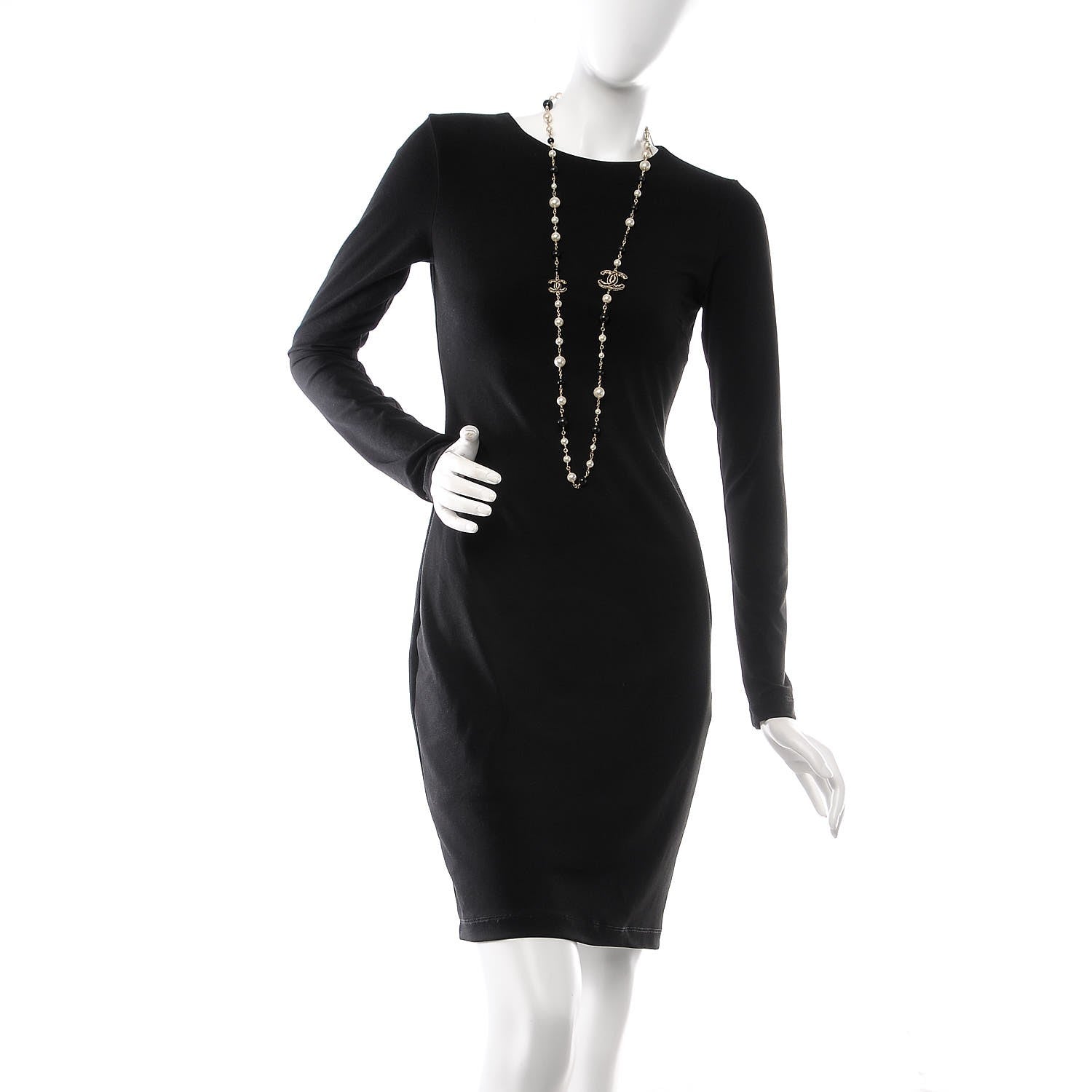 Chanel Pearl Bead Enamel CC Long Necklace Black Gold 2 of 6