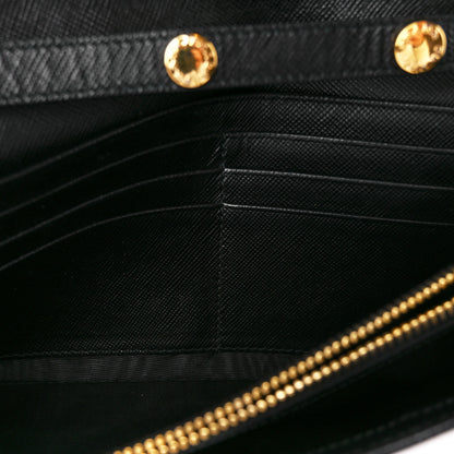 Prada Saffiano Metal Oro Chain Wallet Black 11 of 12