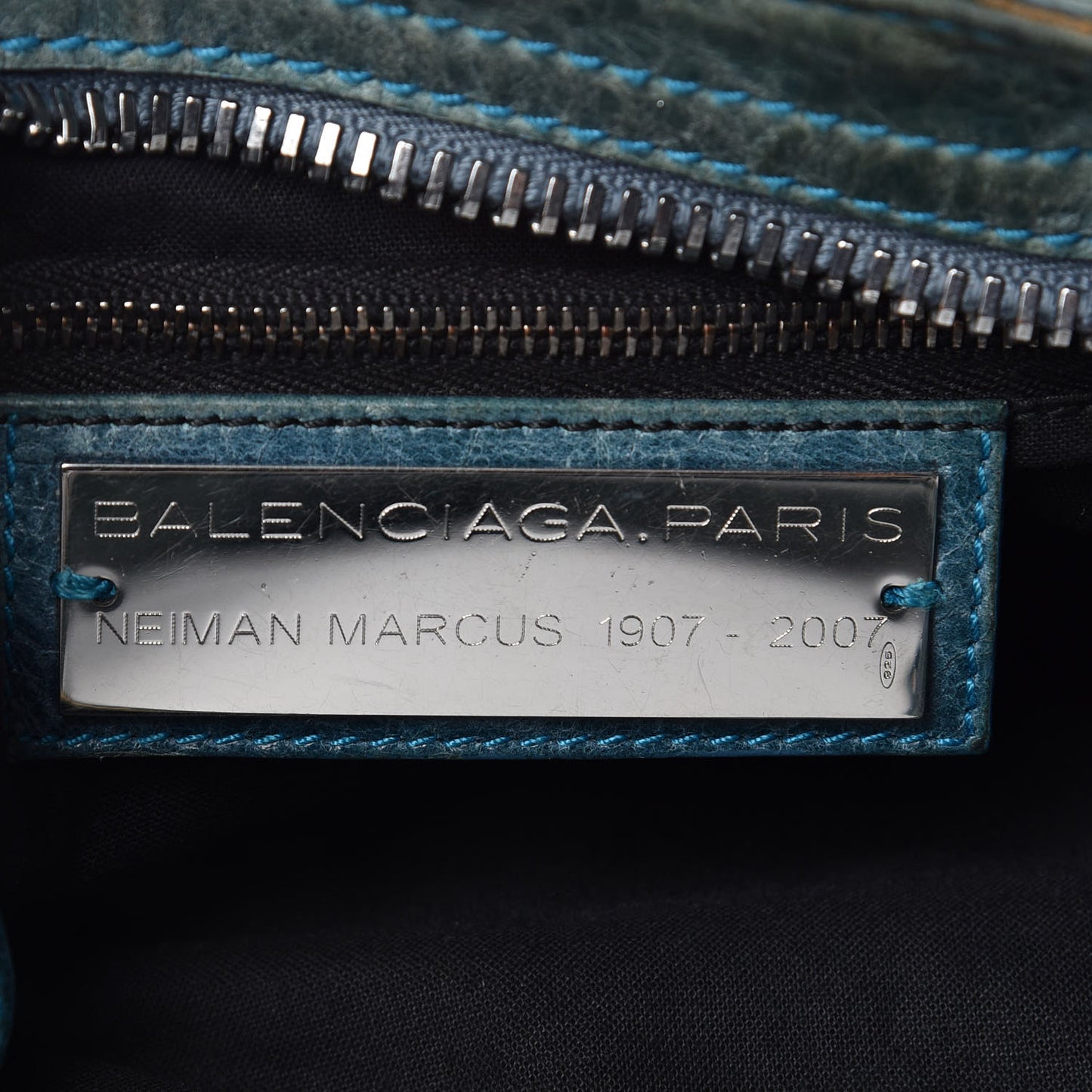 Chevre Giant 21 Gunmetal Hardware City Neiman Marcus LE Bleu