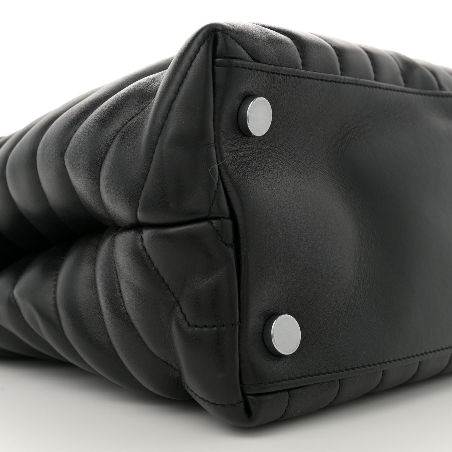 Calfskin Y Quilted Monogram Large Loulou Chain Satchel Black