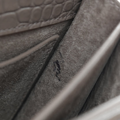 Saint Laurent Calfskin Crocodile Embossed Medium Monogram Sunset Dark Beige 9 of 9