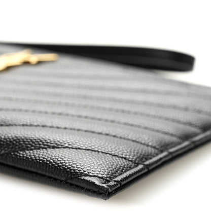 Saint Laurent Grain De Poudre Chevron Monogram Large Bill Pouch Black 10 of 11