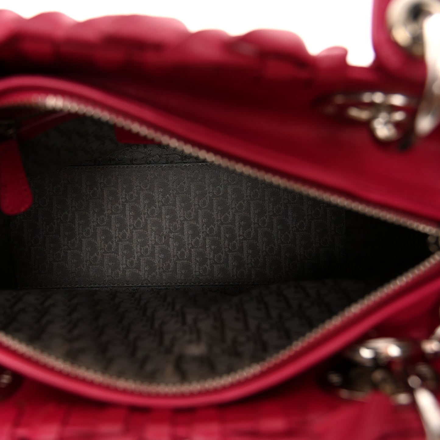 Lambskin Cannage Bow Medium Lady Dior Fuchsia