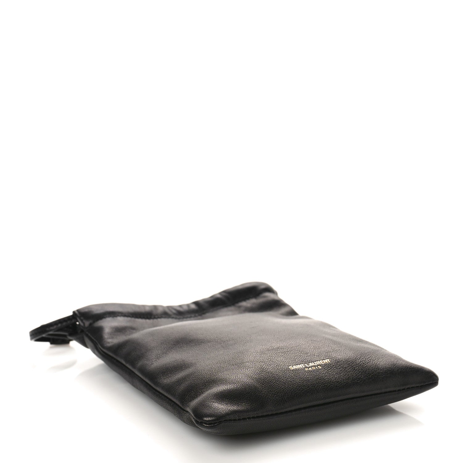 Saint Laurent Lambskin Paris Drawstring Pouch Black 4 of 9